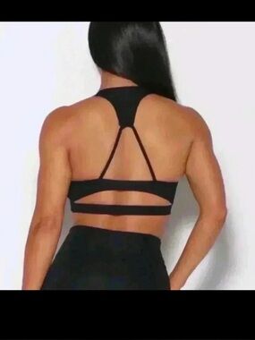 Bombshell Sportswear Power Rib Faux Leather Sports Bra